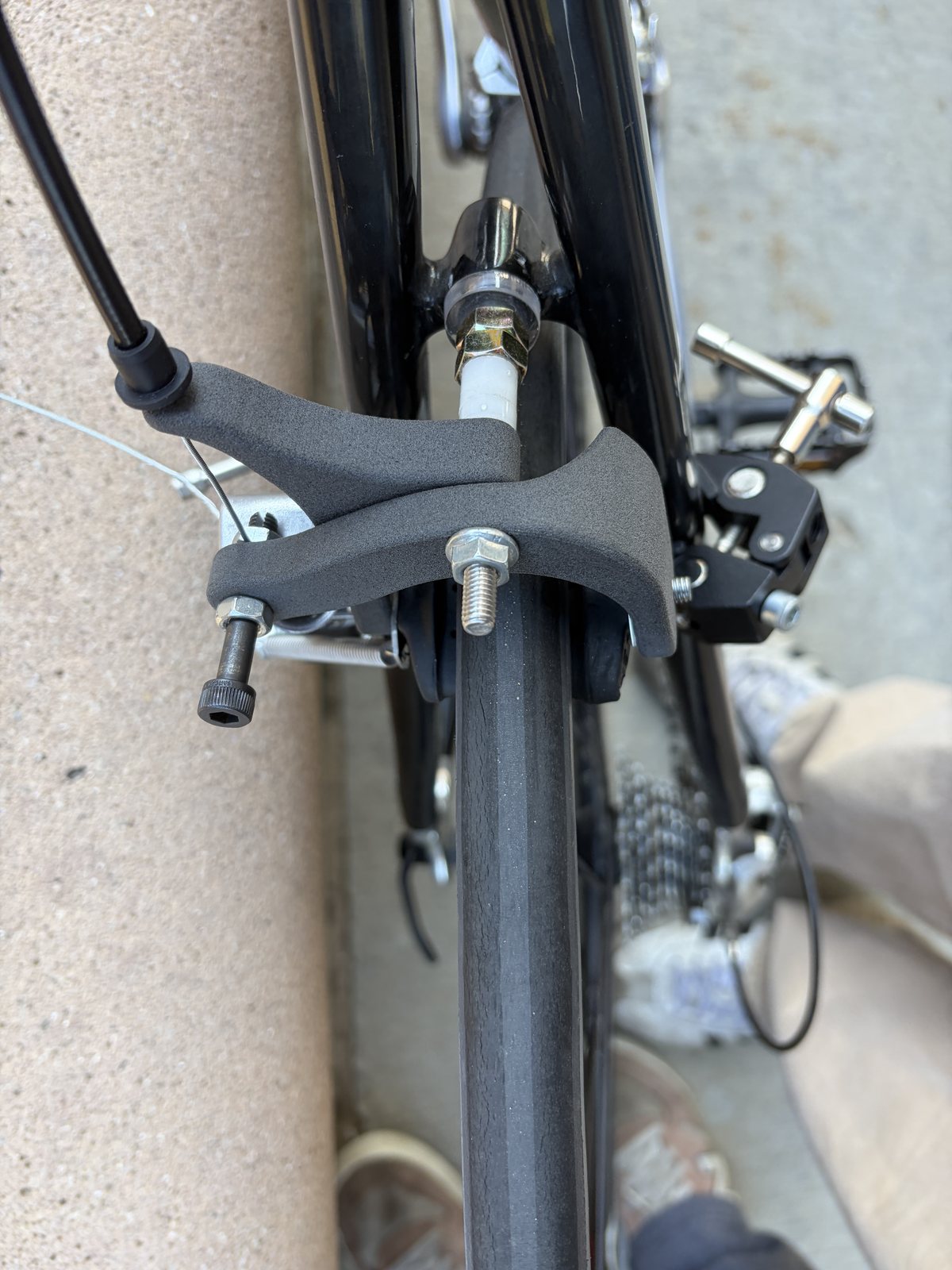 SLS Nylon 12 brake caliper installed on the test bicycle