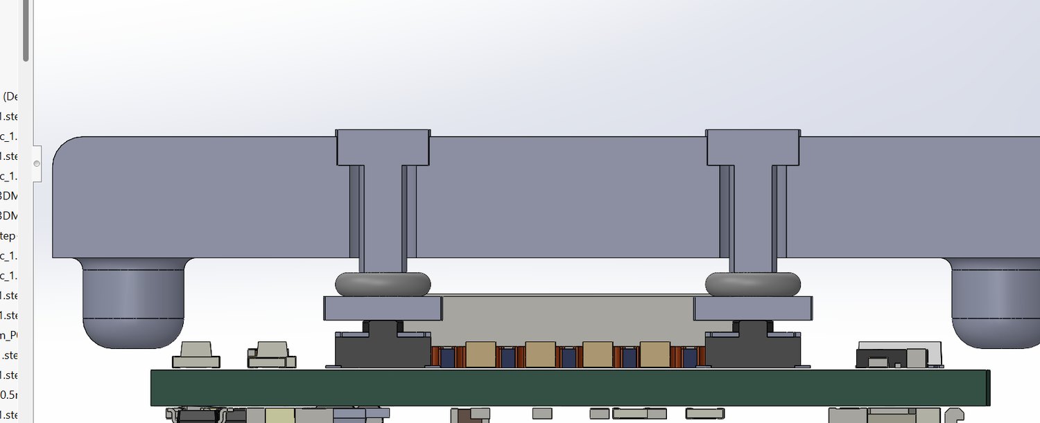 Section view through the button actuation mechanism